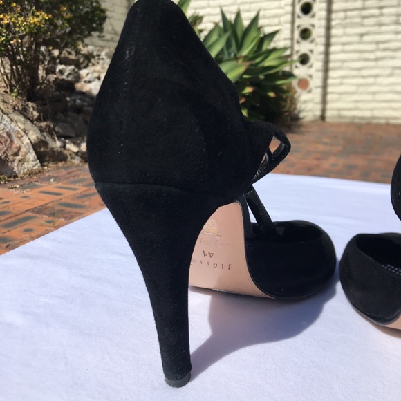 Jigsaw Black Suede Leather Mary Jane Pump Heels Size 10 - Picture 12 of 16